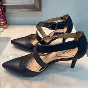 Life Stride Navy Cross-Strap Heels
